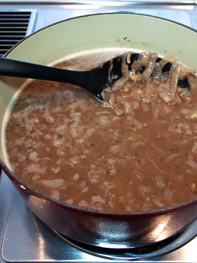 Beef Broth Added to French Onion Soup