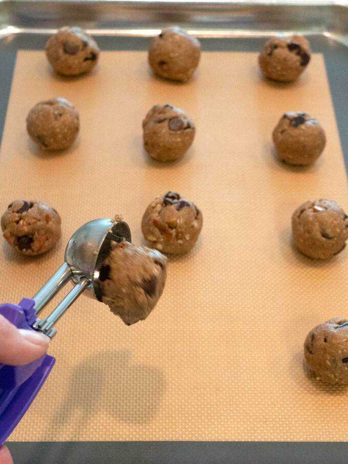 Dropping the Cookie Dough onto Baking Sheet