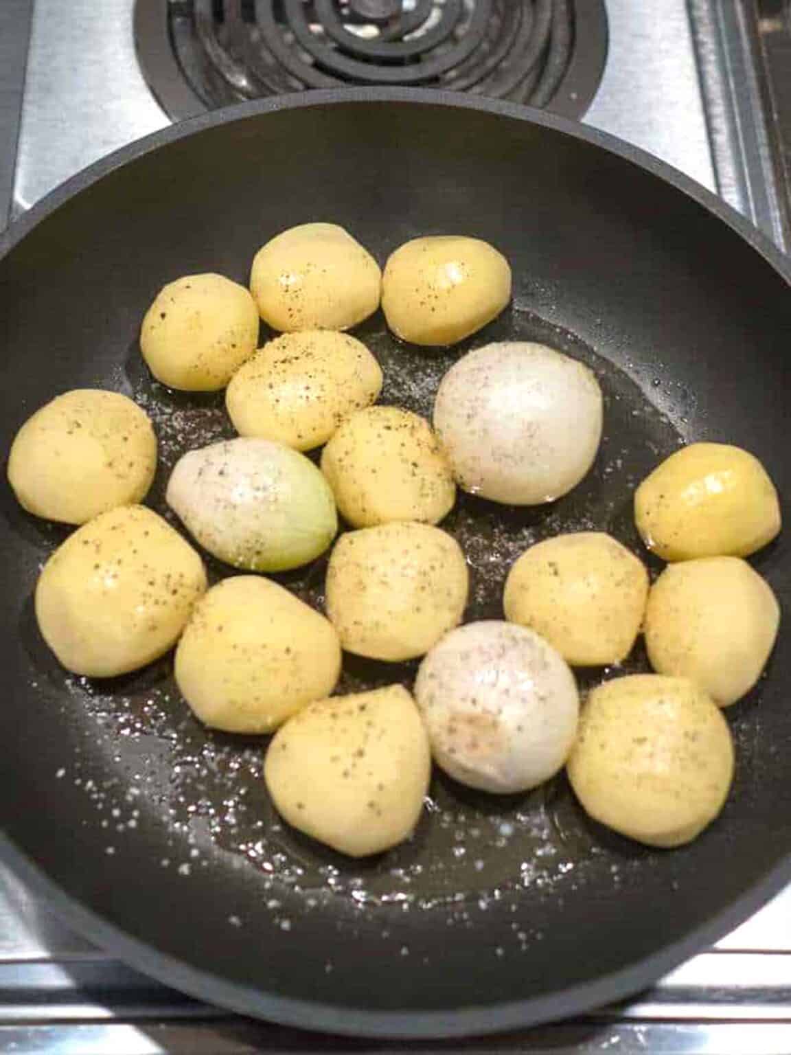 PanRoasted Potatoes with Onions Simple Side Dish Pudge Factor