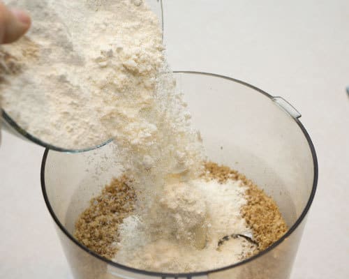 Adding dry ingredients to food processor