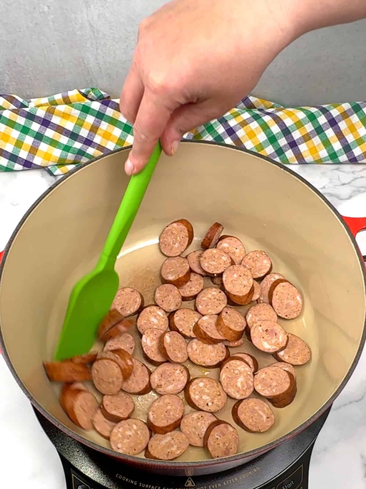 cooking sausage