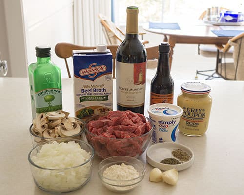 Ingredients for Beef Stroganoff