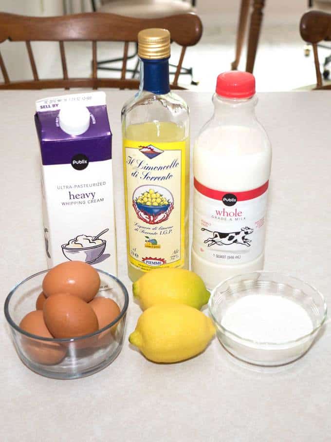 Ingredients for Limoncello Ice Cream