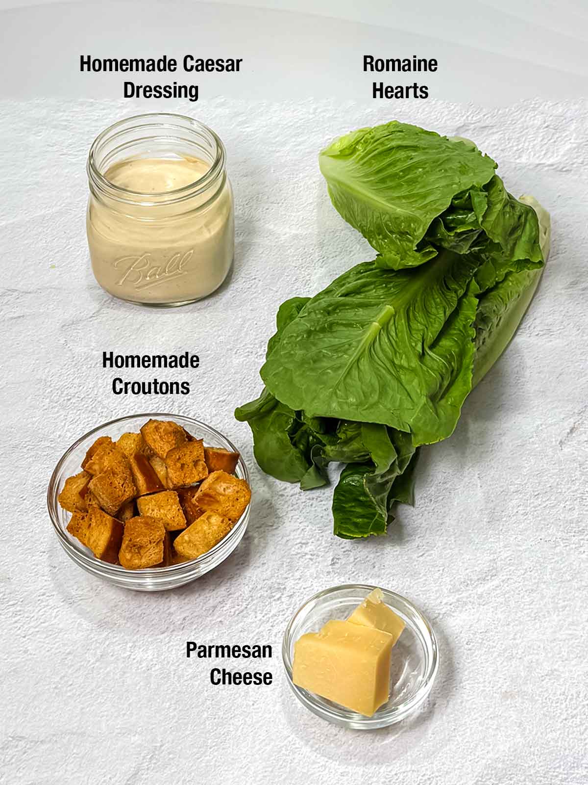 Ingredients for Caesar Salad.