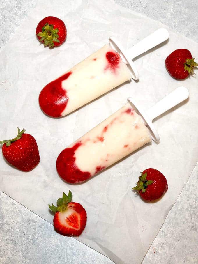 Strawberries and Cream Popsicles 