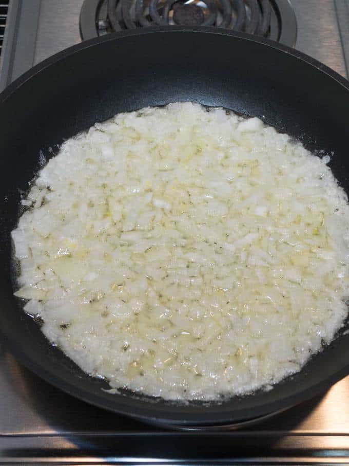 cooking onion in skillet