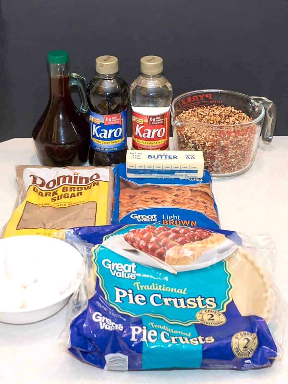 Ingredients for Susan's Perfect Pecan Pie