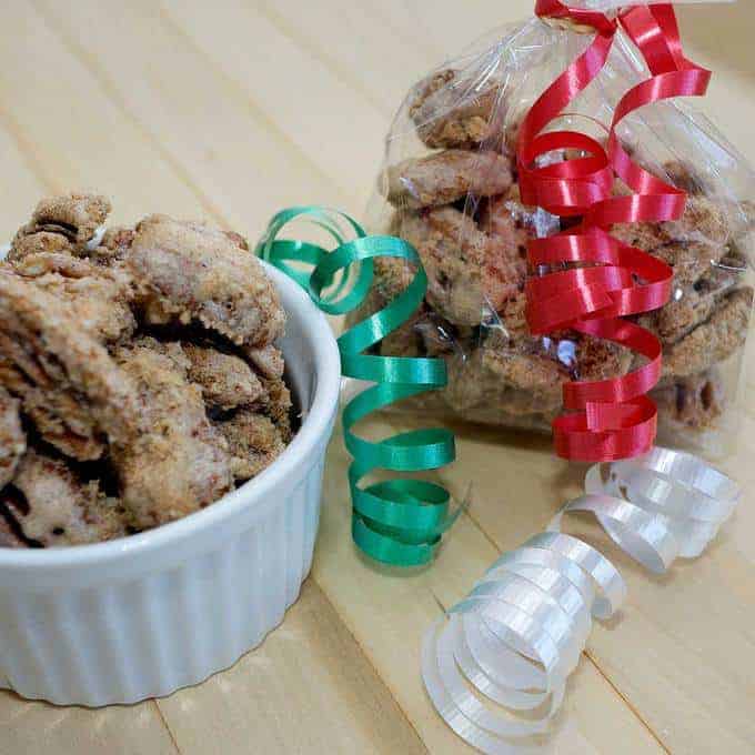 Southern candied pecans are a perfect make-ahead holiday gift for your friends and family. They're super simple to make, and stay deliciously crunchy when packaged in air tight containers.