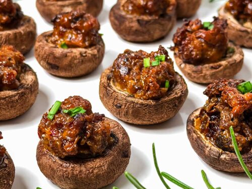 Sausage and Cheese Stuffed Mushrooms - Pudge Factor
