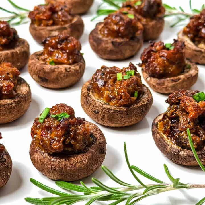 Sausage and cheese stuffed mushrooms,