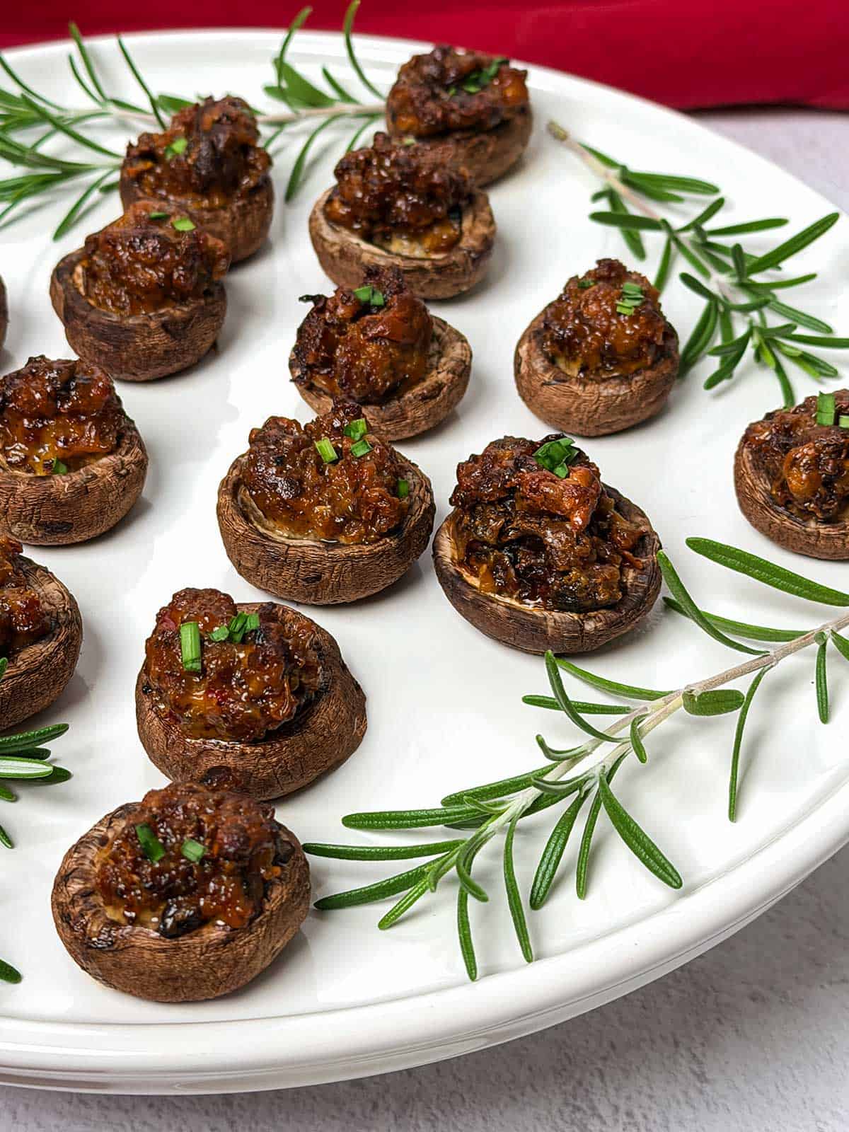 Sausage and cheese stuffed mushrooms.