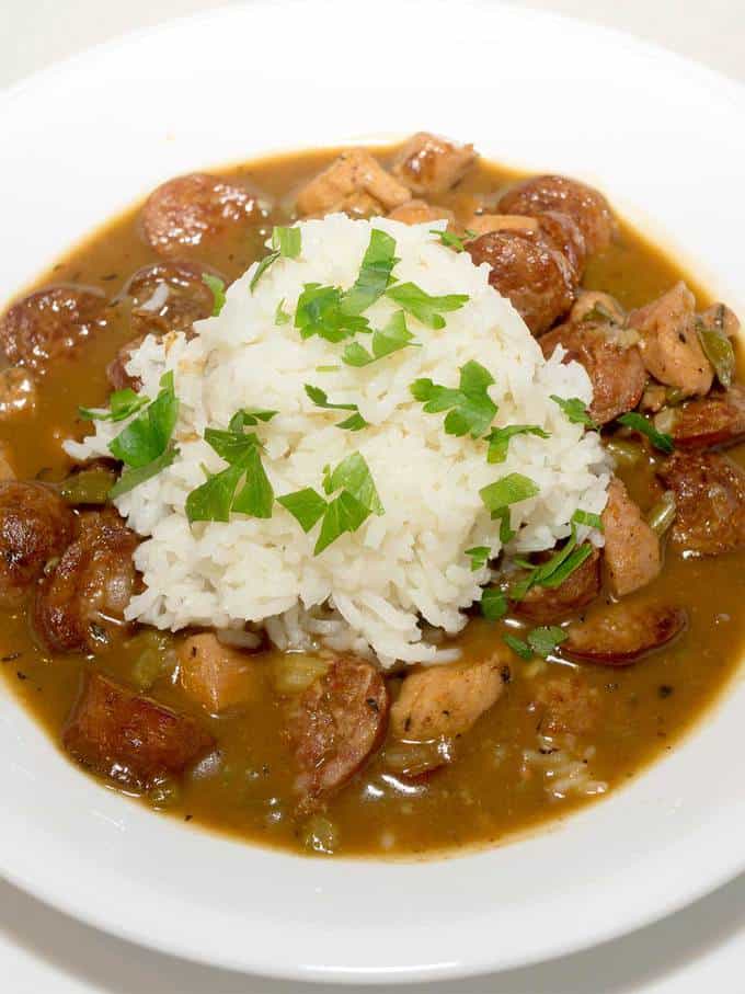 Low Fuss Chicken and Smoked Sausage Gumbo