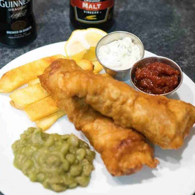 Beer Battered Fish Chips and Mushy Peas - Pudge Factor