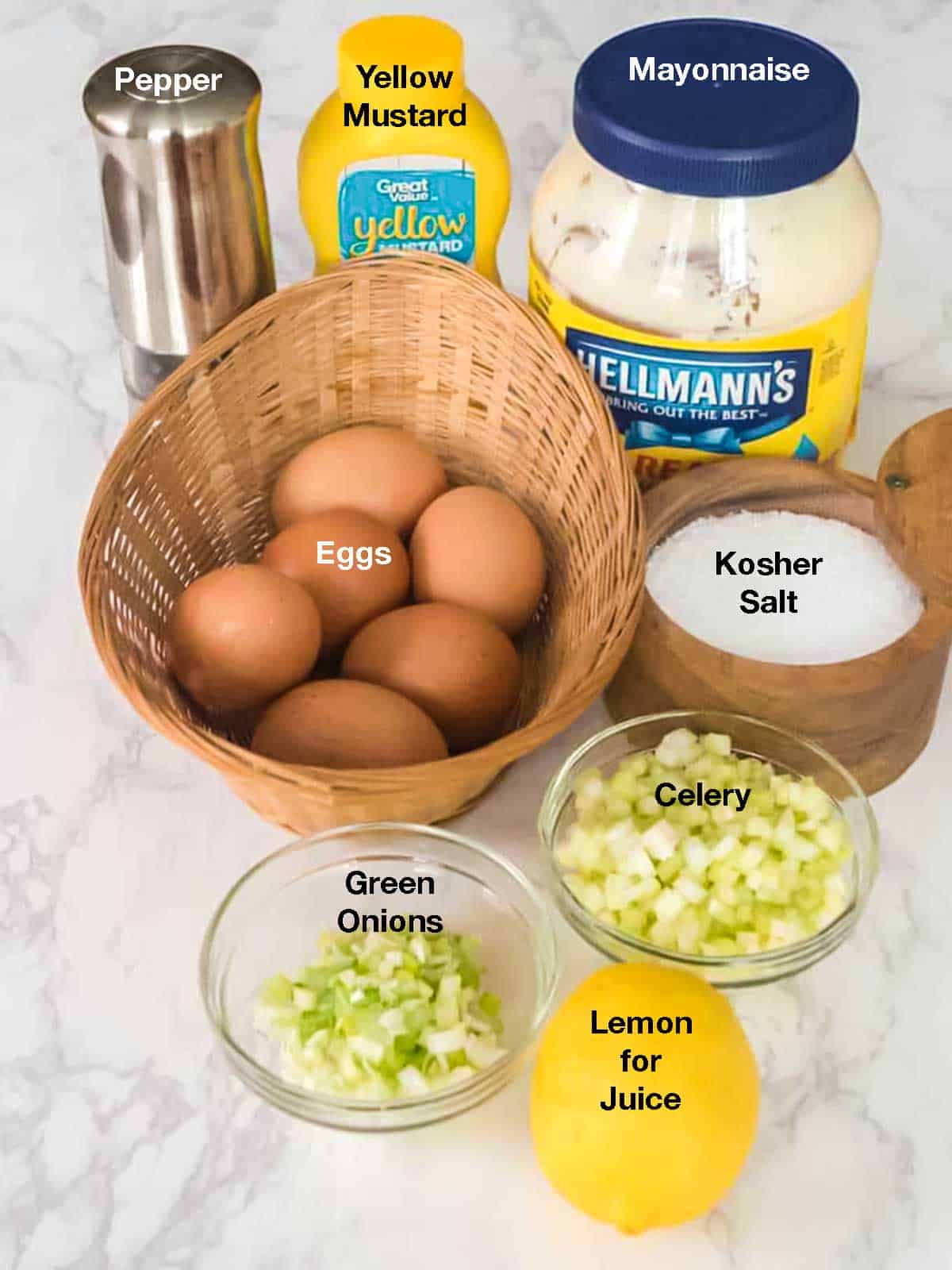 Ingredients for classic egg salad