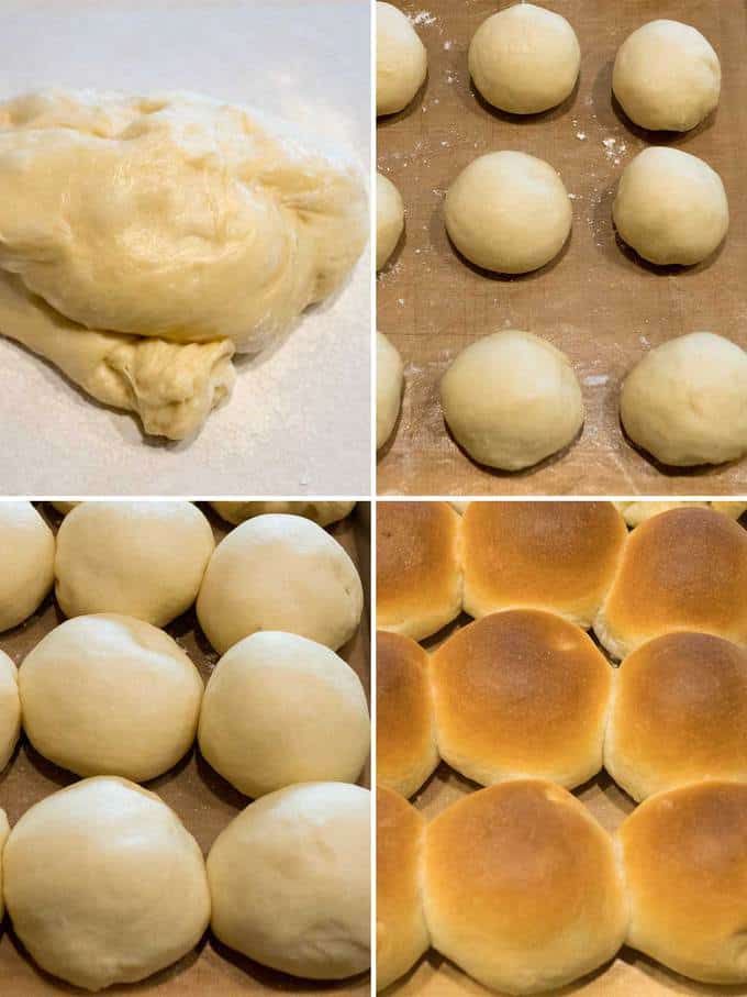 forming the dough and baked rolls