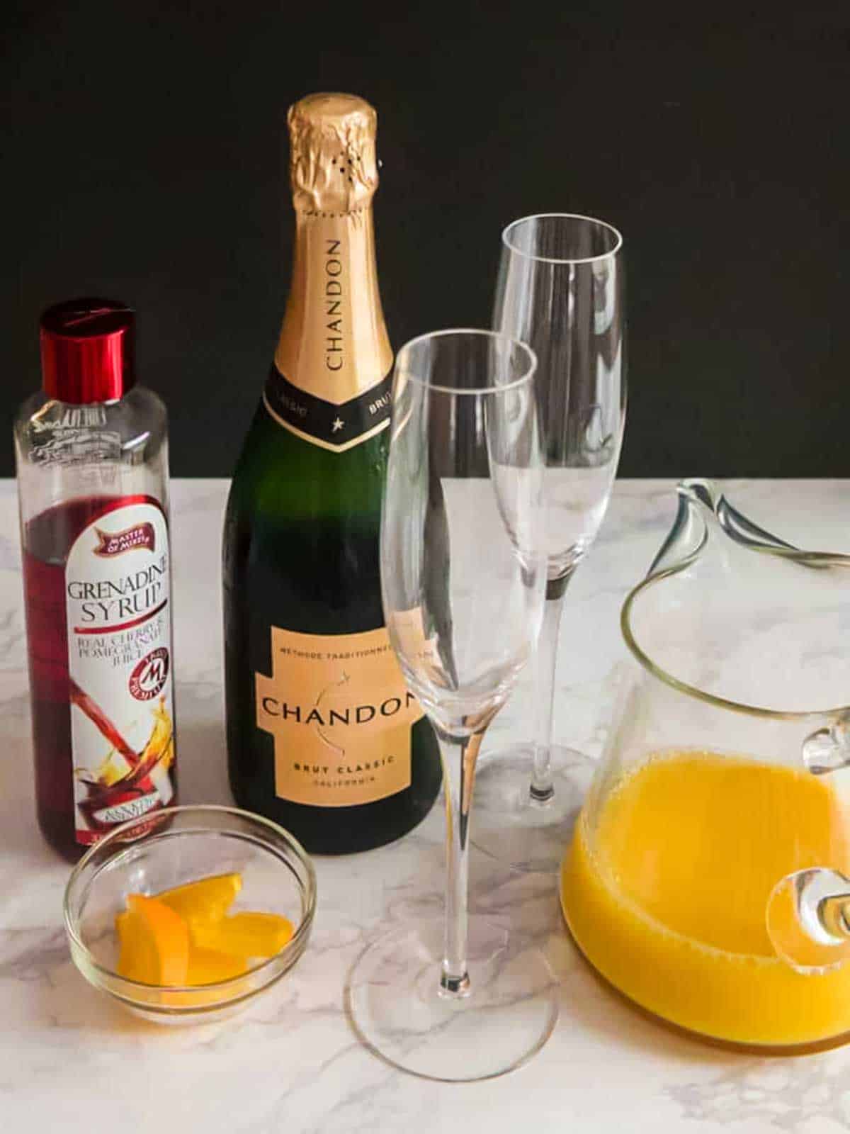 Ingrediewnts for Sunrise Mimosa.