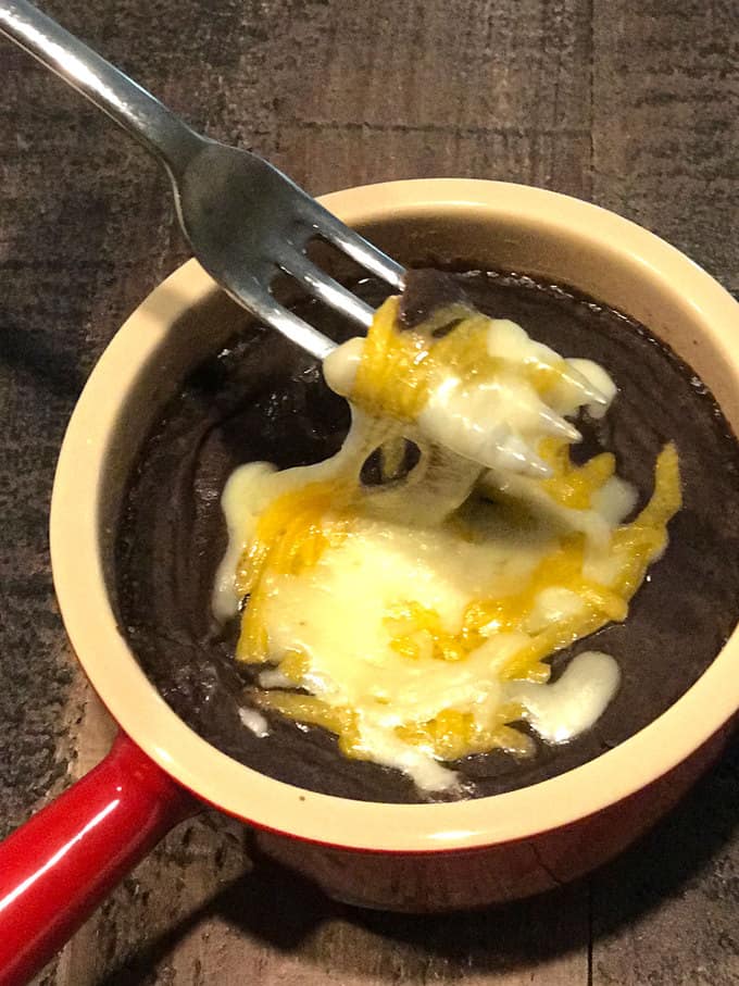 Smashed Black Beans with melted cheese