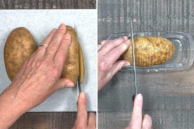 cutting potatoes