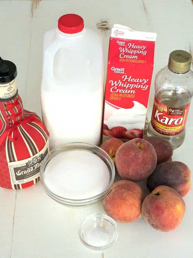 Ingredients for peach ice cream