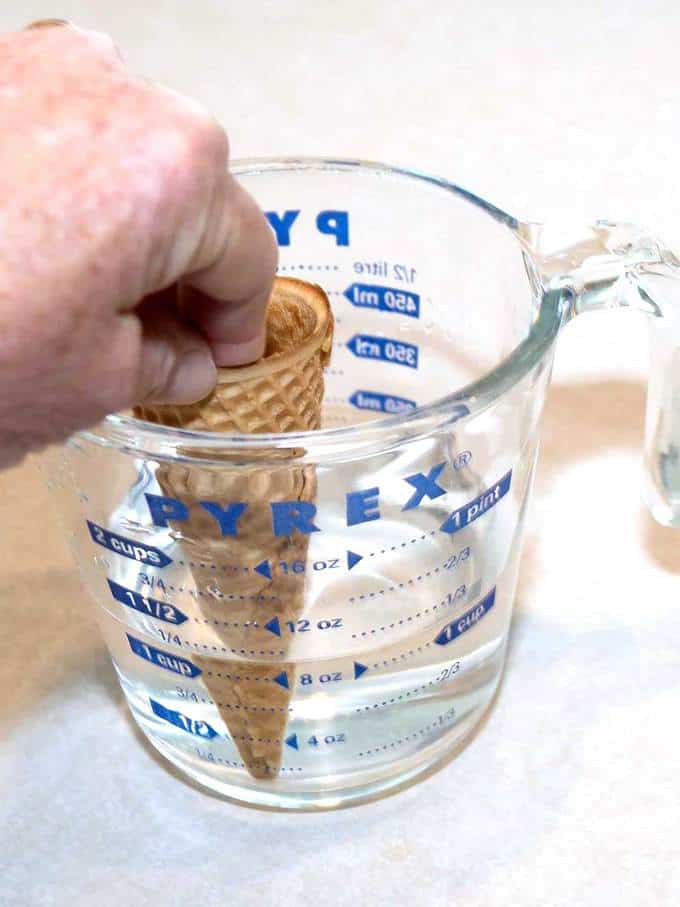 Dipping Sugar Cone in Water