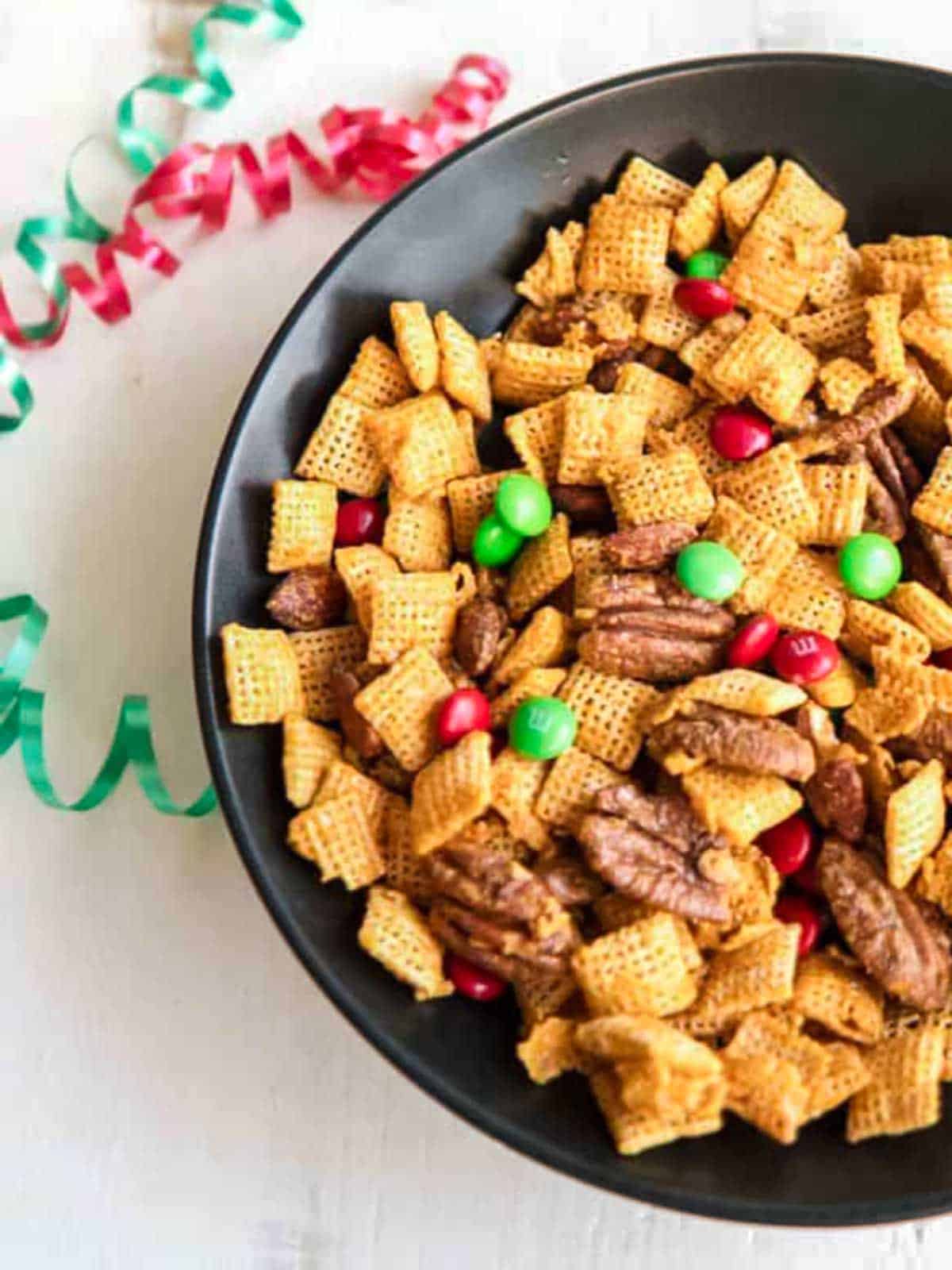 Holiday chex mixture.