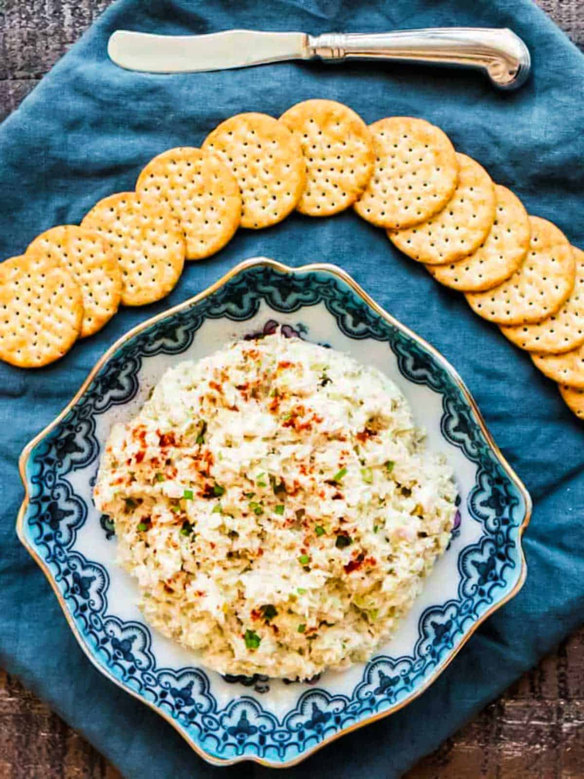 Leftover turkey salad with ritz crackers.