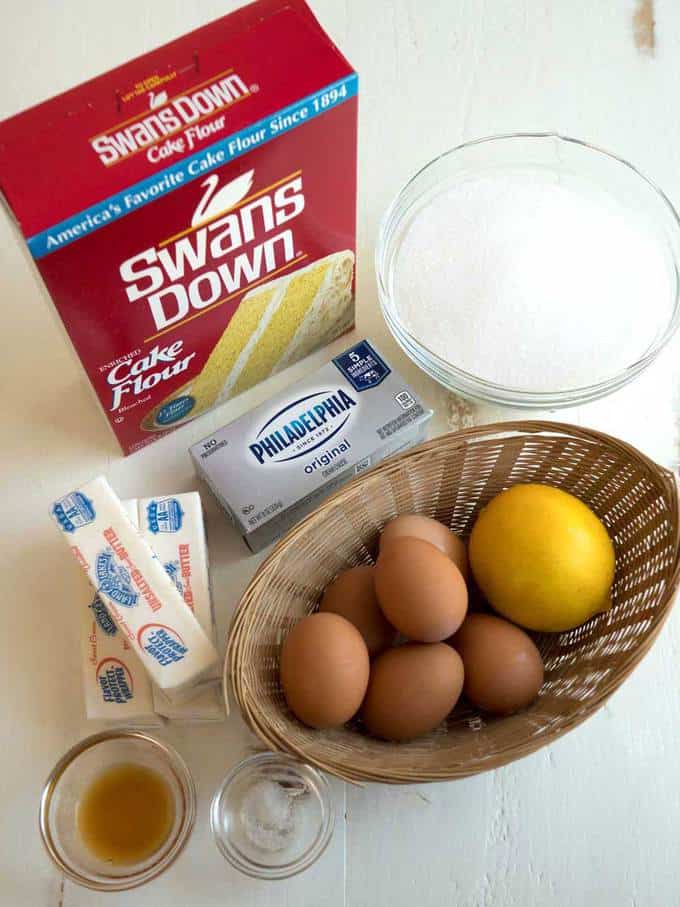 Ingredients for Lemon Cream Cheese Bundt Cake