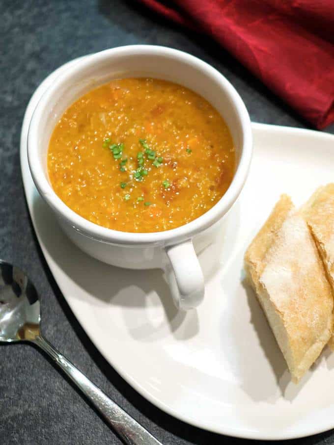 Red Lentil Soup wth Roasted Tomatoes