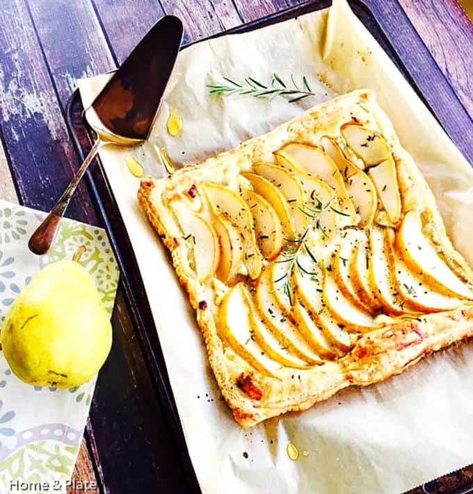 Pear Tart with Goat Cheese, Rosemary & Honey