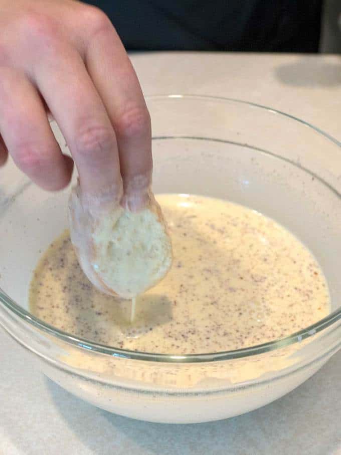 Dipping the French Bread in the Custard