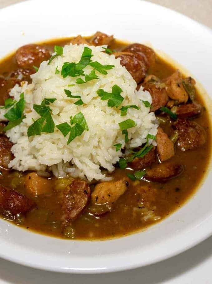 Low Fuss Chicken and Smoked Sausage Gumbo