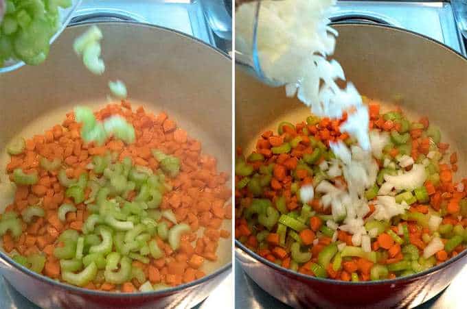Adding vegetables to Dutch Oven