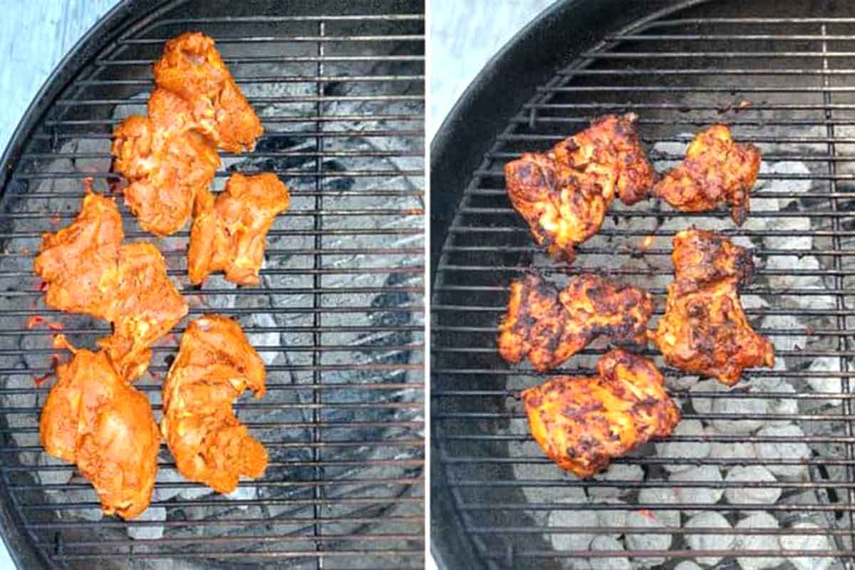Grilling the Peri Peri Chicken.