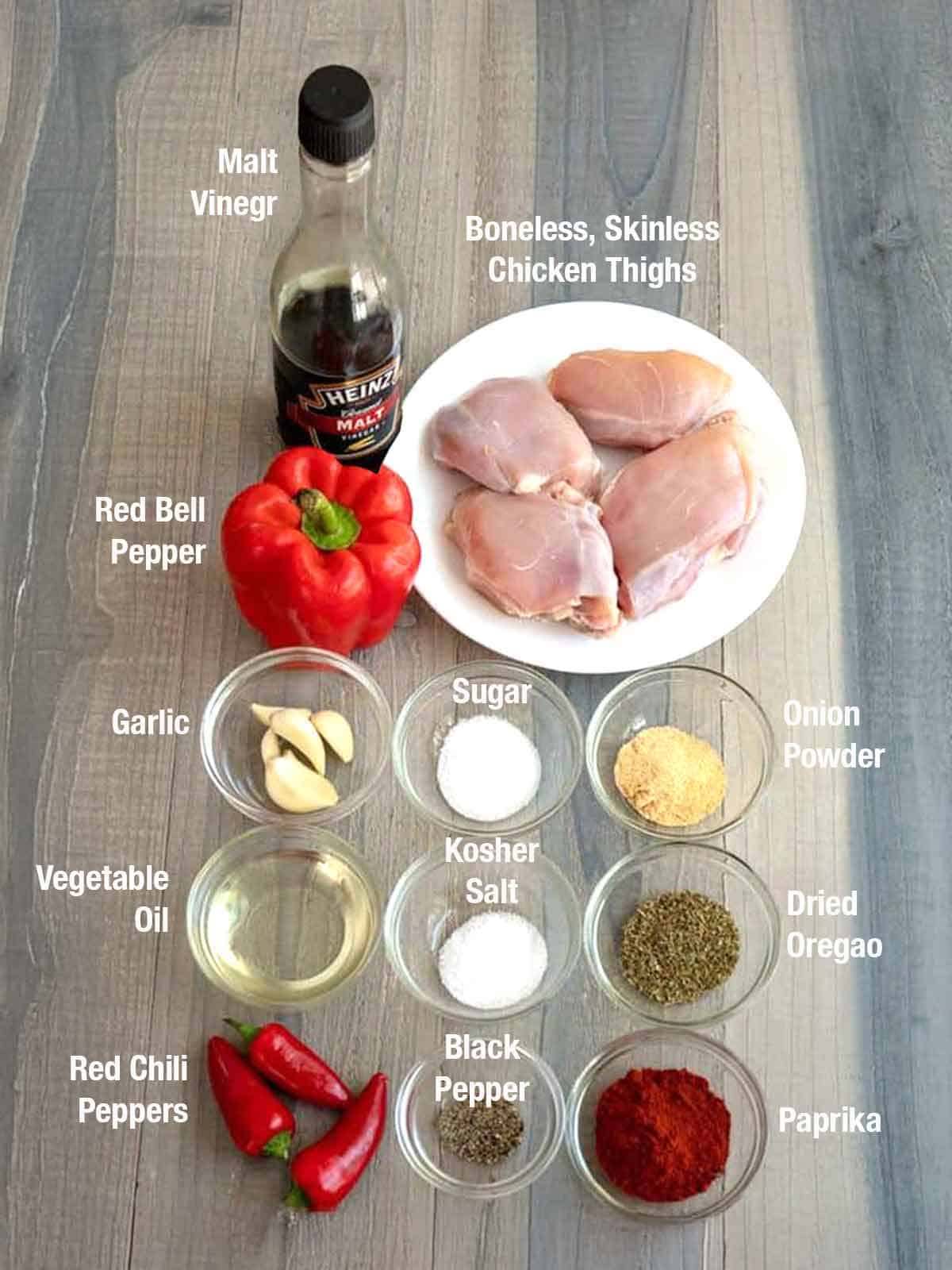 Ingredients for Peri Peri Chicken
