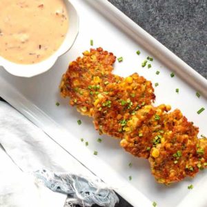 Fresh Sweet Corn Fritters with Honey Chipotle Sauce