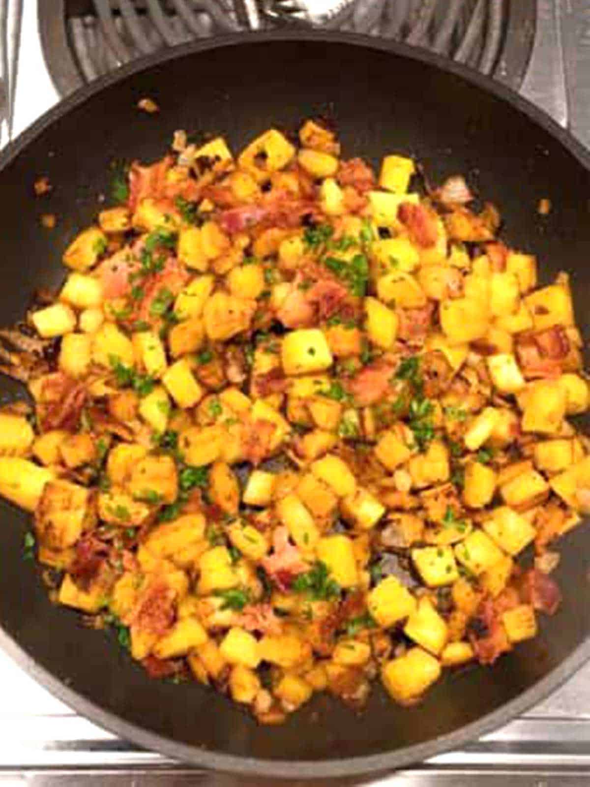 Finishing the potatoes