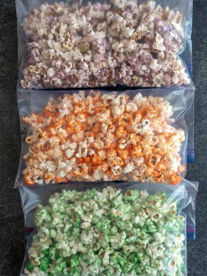 Halloween Kettle Corn in ziploc bags