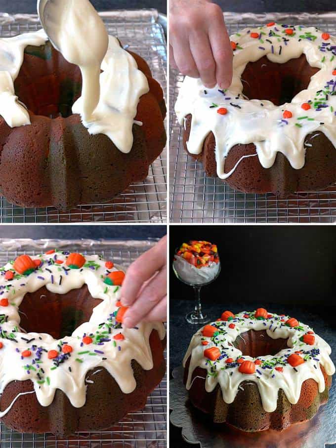 Frosting and Decorating the Halloween Surprise Cake