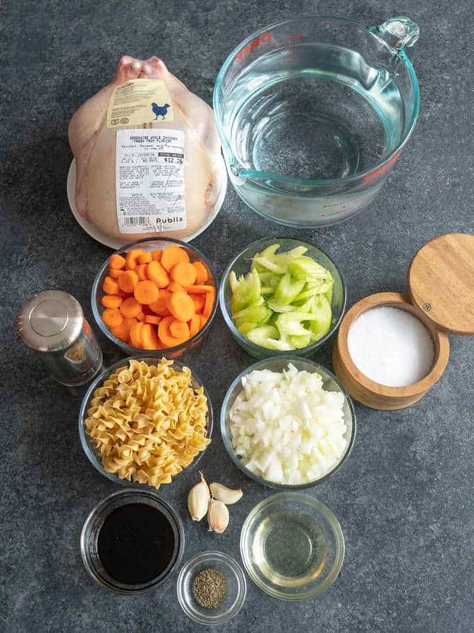 Ingredients for Instant Pot Chicken Noodle Soup
