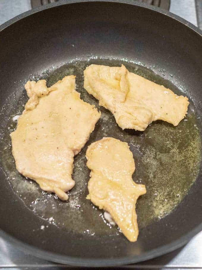 Browning the chicken for the One Pot Creamy Tuscan Chicken