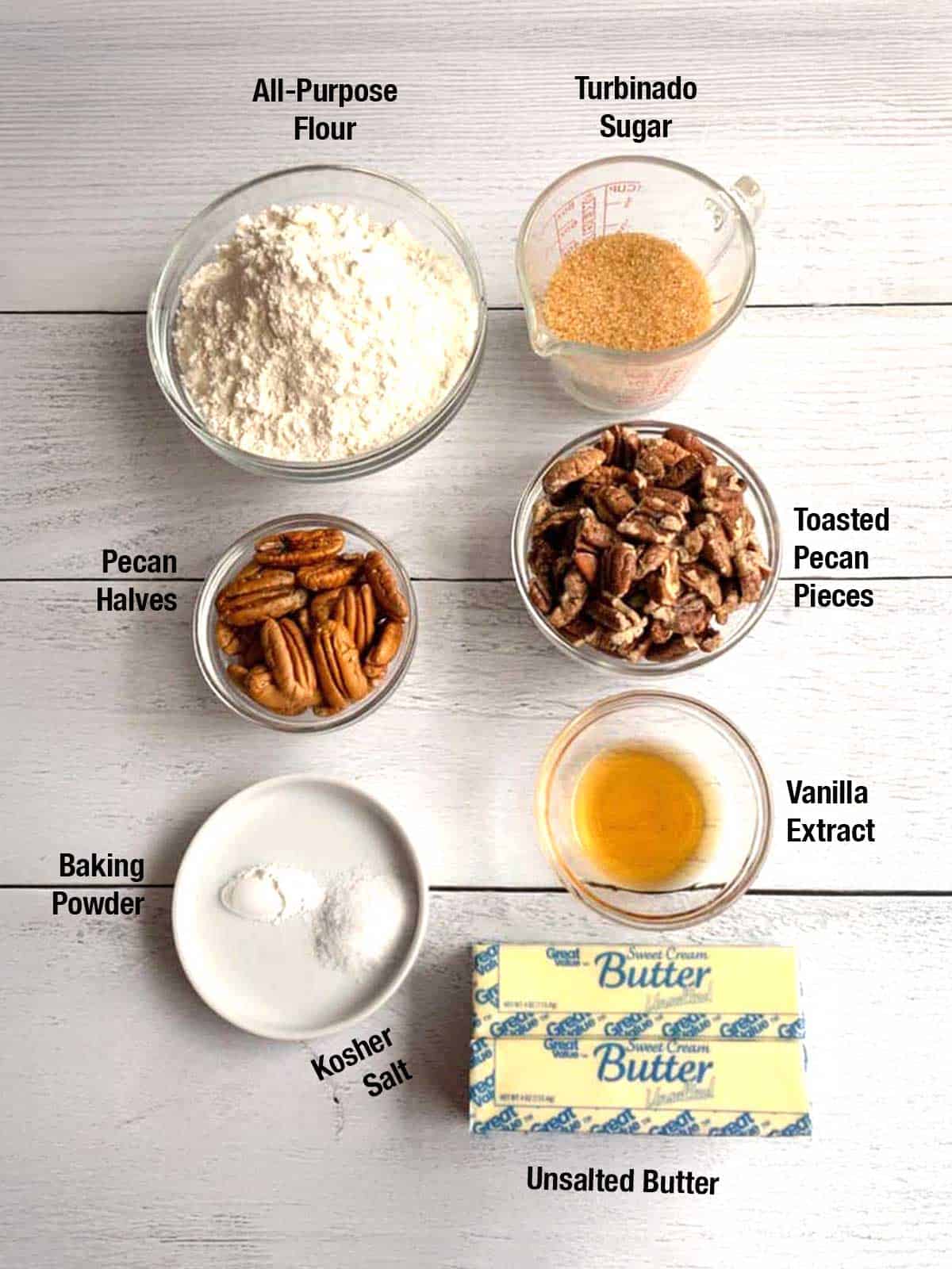 Ingredients for Pecan Sandies.