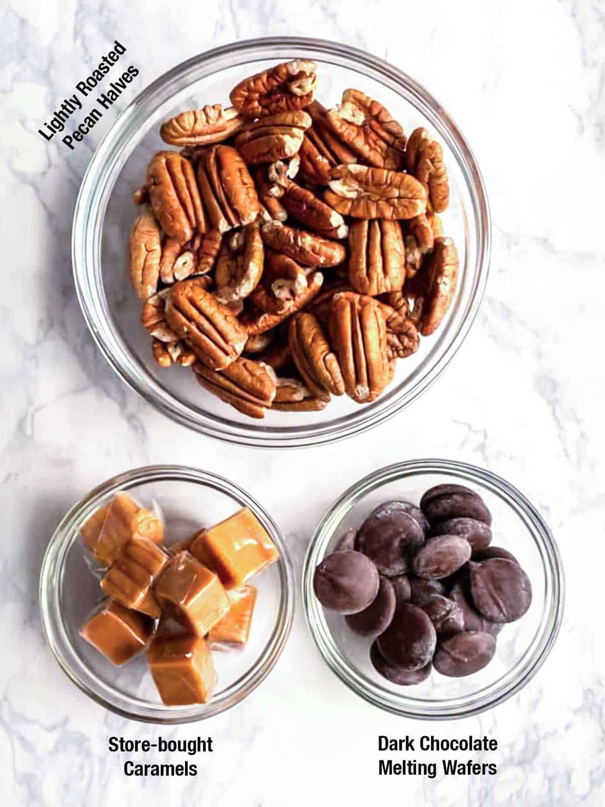 Ingredients for turtle candy.