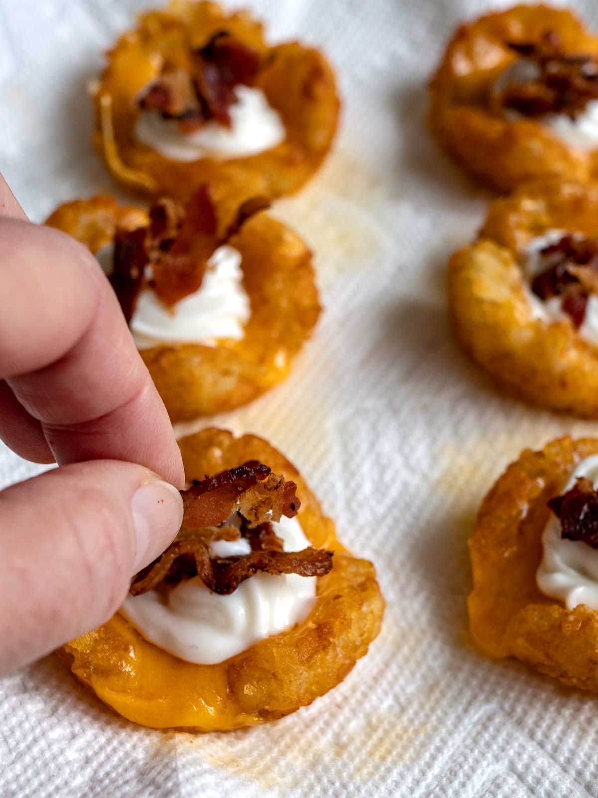 Adding Bacon to Loaded Crispy Crown Cups