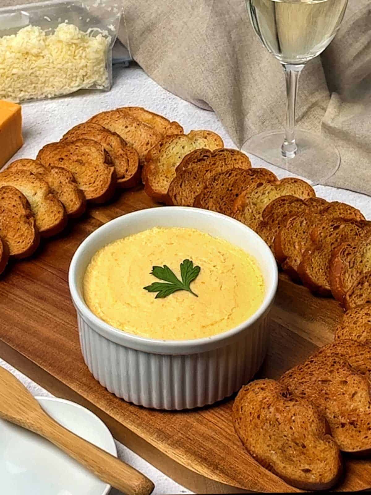 Fromage Fort with toasted baguettes.