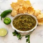 Delicious Salsa Verde with tortilla chips