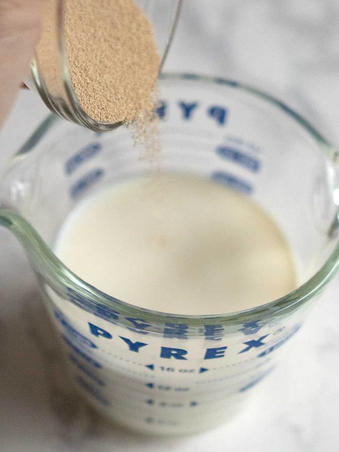 Adding the Yeast to Lukewarm Milk