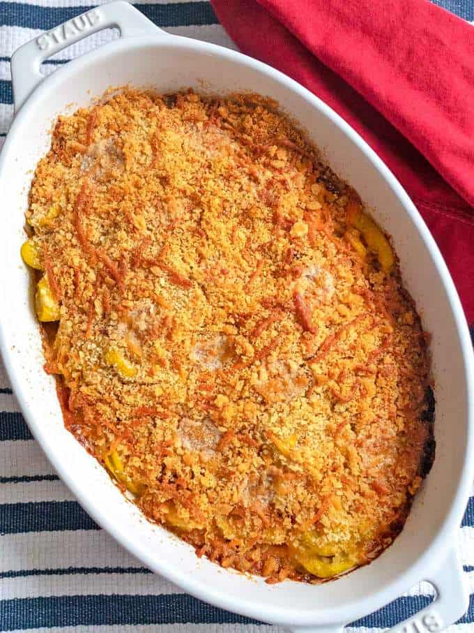 Cheesy Southern Yellow Squash Casserole Out of the Oven