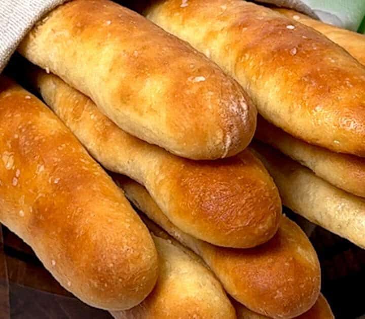 Homemade breadsticks made with a food processor.