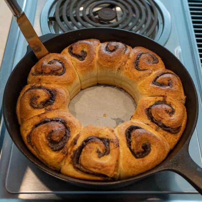 Nutella Cinnamon Rolls Out of Oven