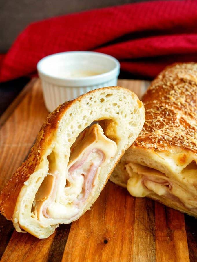 Chicken Cordon Bleu Stromboli with Mustard Cream Sauce (With Video ...